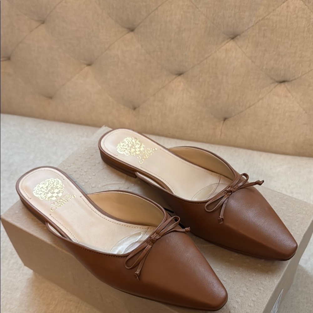 Camel Brown Leather Mules by Coach